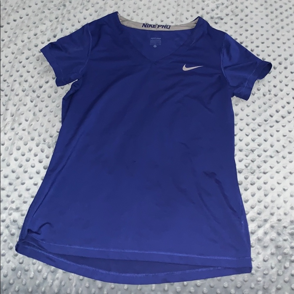 Nike Pro Royal Blue V-Neck Dri Fit Top